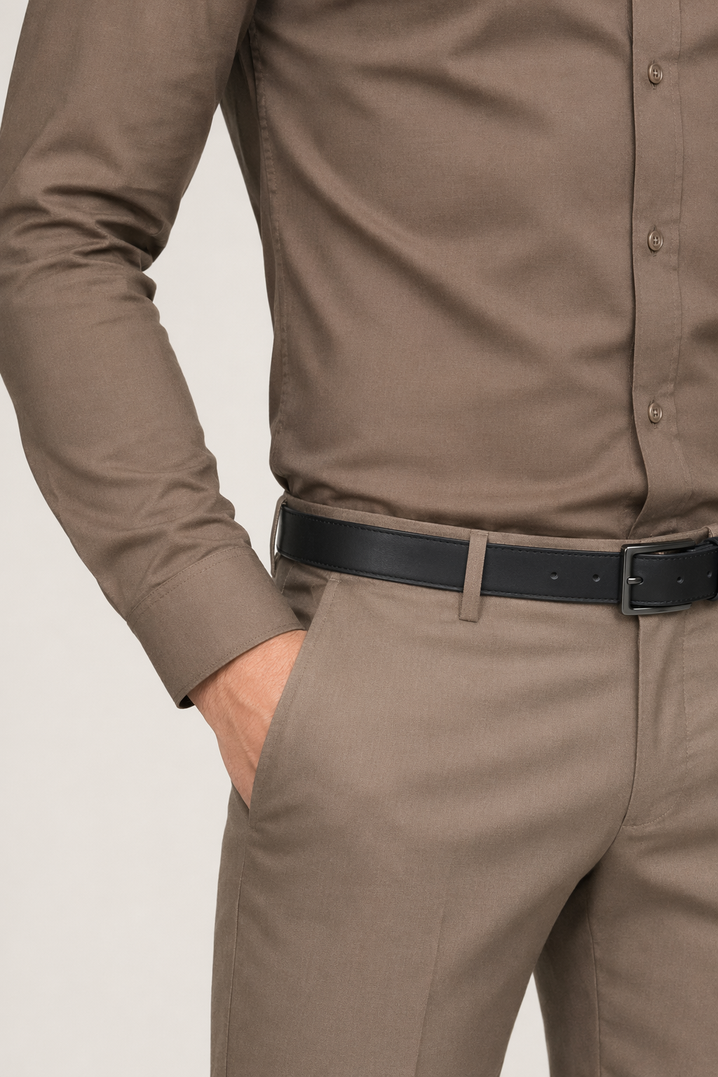 Slim Fit Button-Up Shirt for Men - Stylish and Modern Design Brown