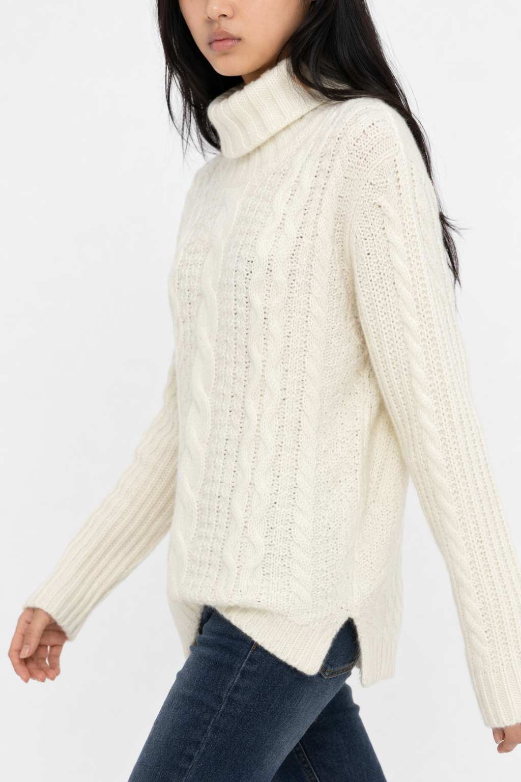 Turtle Neck Women's Sweater - Timeless and Elegant Off White