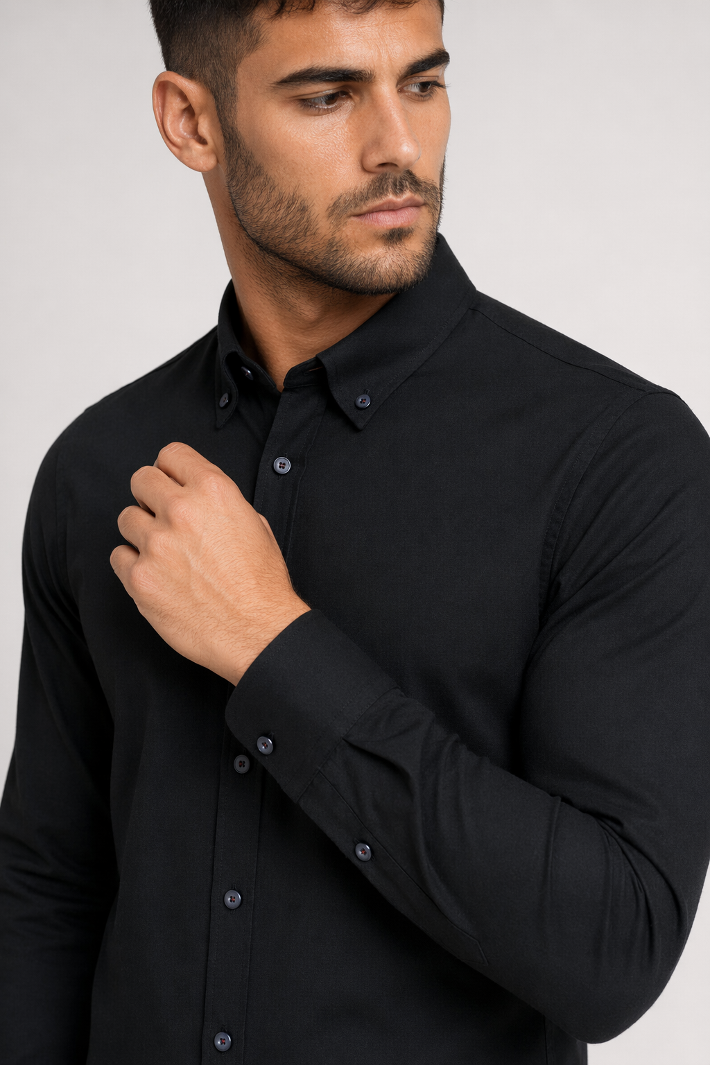 Long Sleeve Oxford Shirt for Men - Updated Title Black