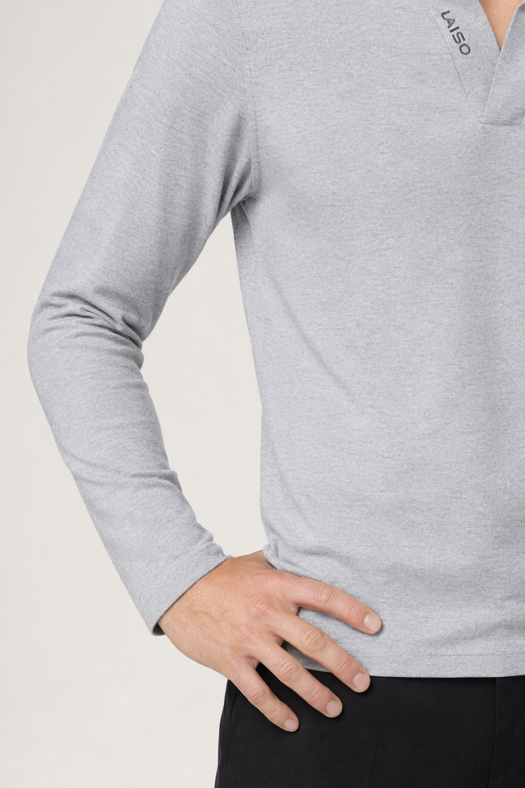 Long Sleeve V-Neck Casual Men's Shirt Gray
