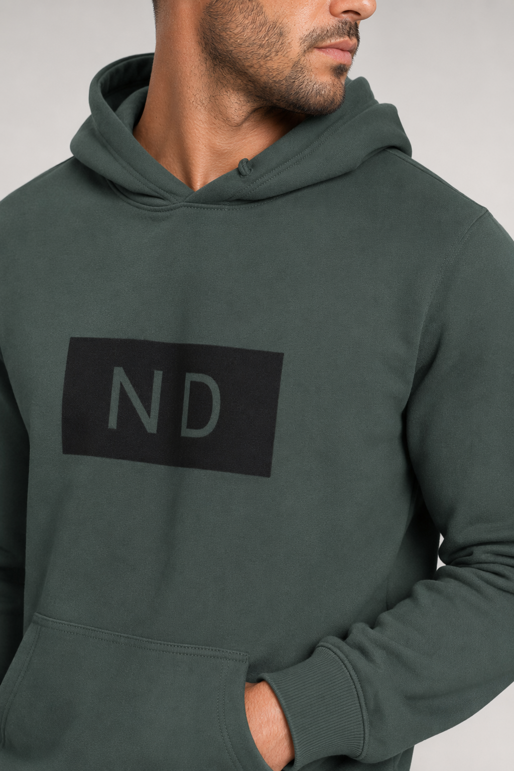 ND Hooded Sweatshirt for Men's Urban Fashion Forest Green