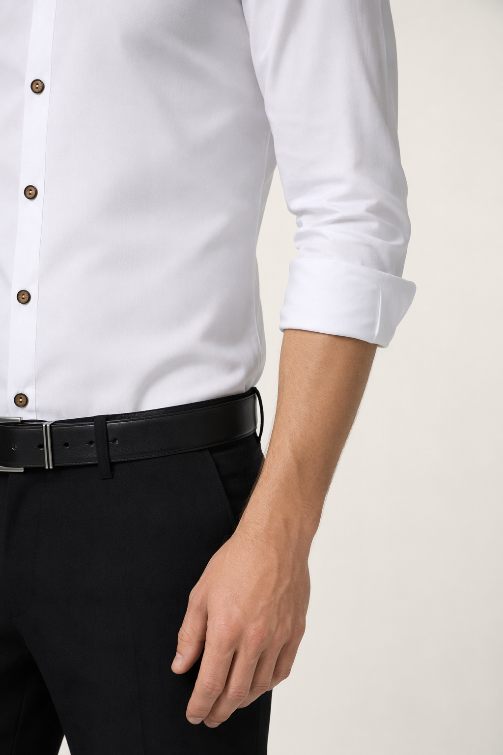 Mandarin Neck Men's Shirt White