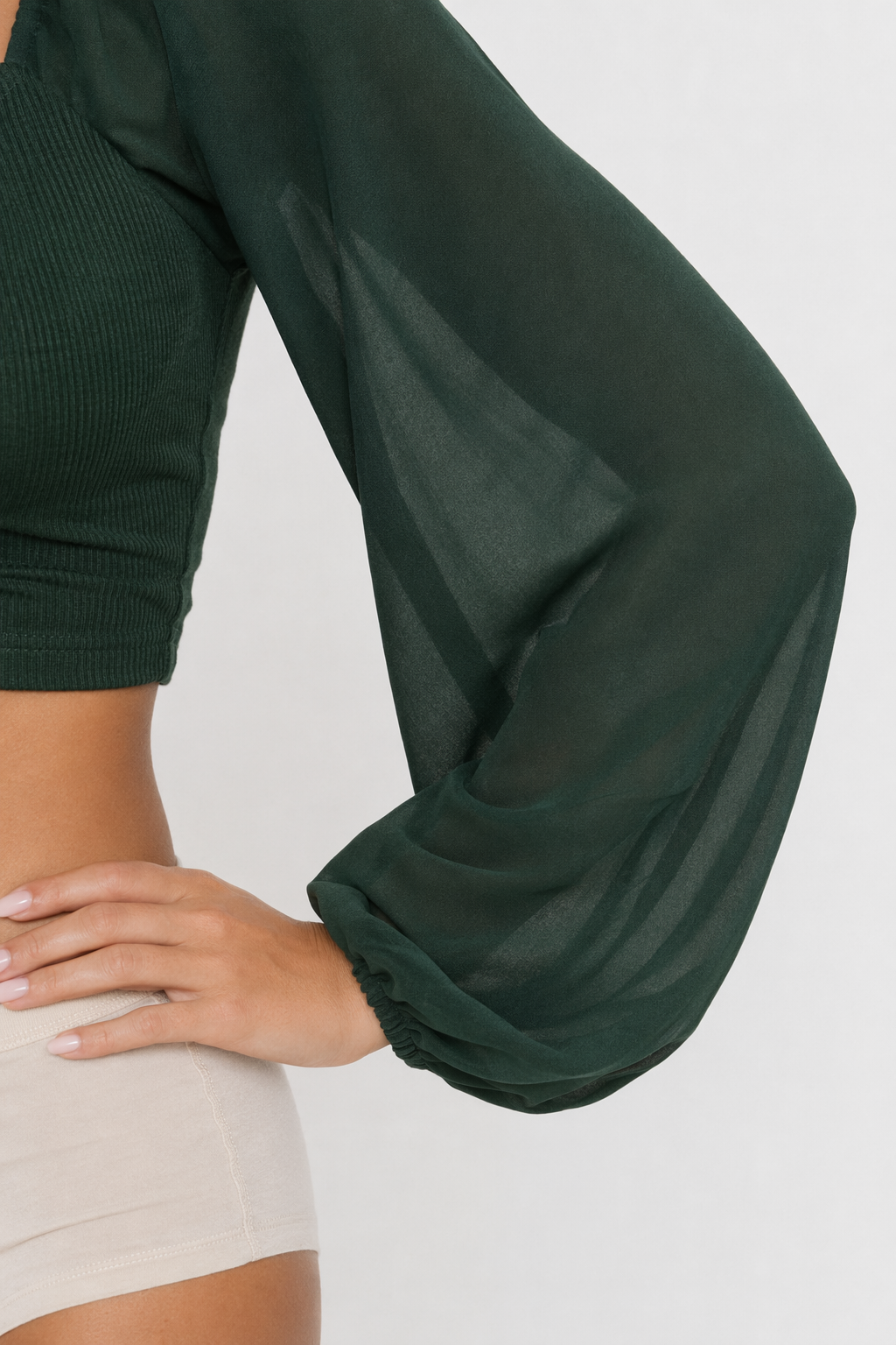 Bell Sleeve Summer Blouse for Women Dark Green