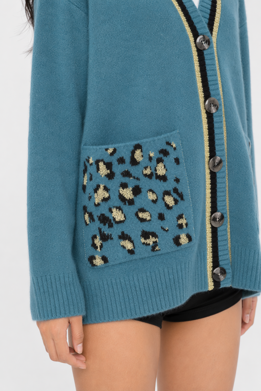 Leopard Print Women's Sweater Blue