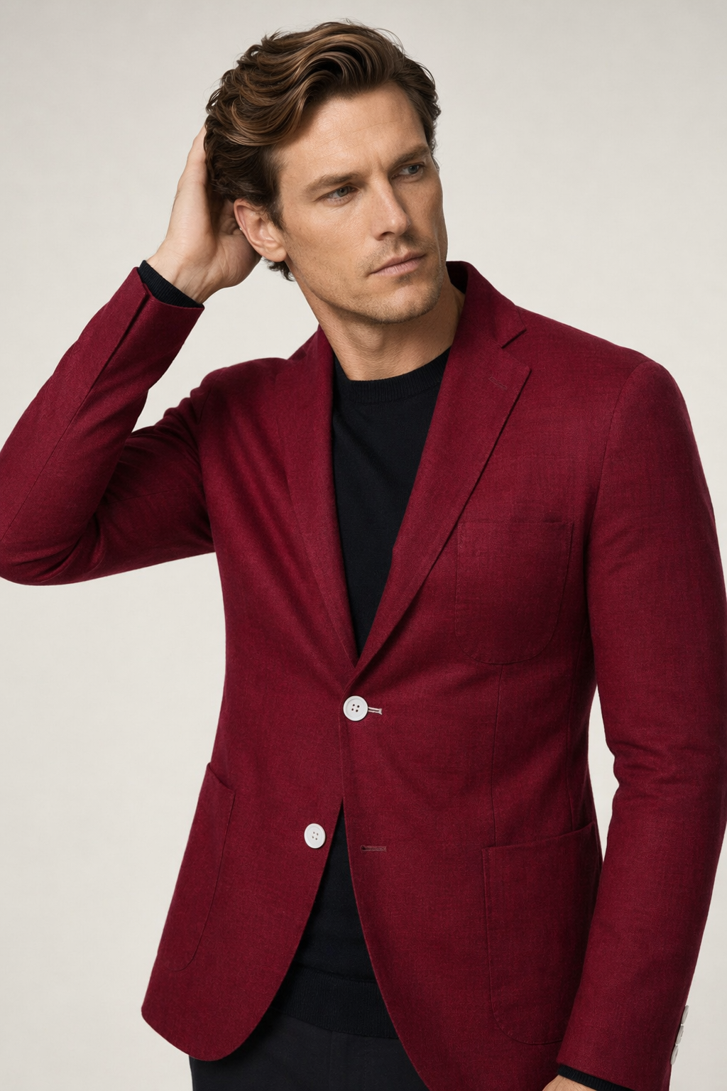 Linen Blazer for Men - Two Button Stylish Jacket Wine