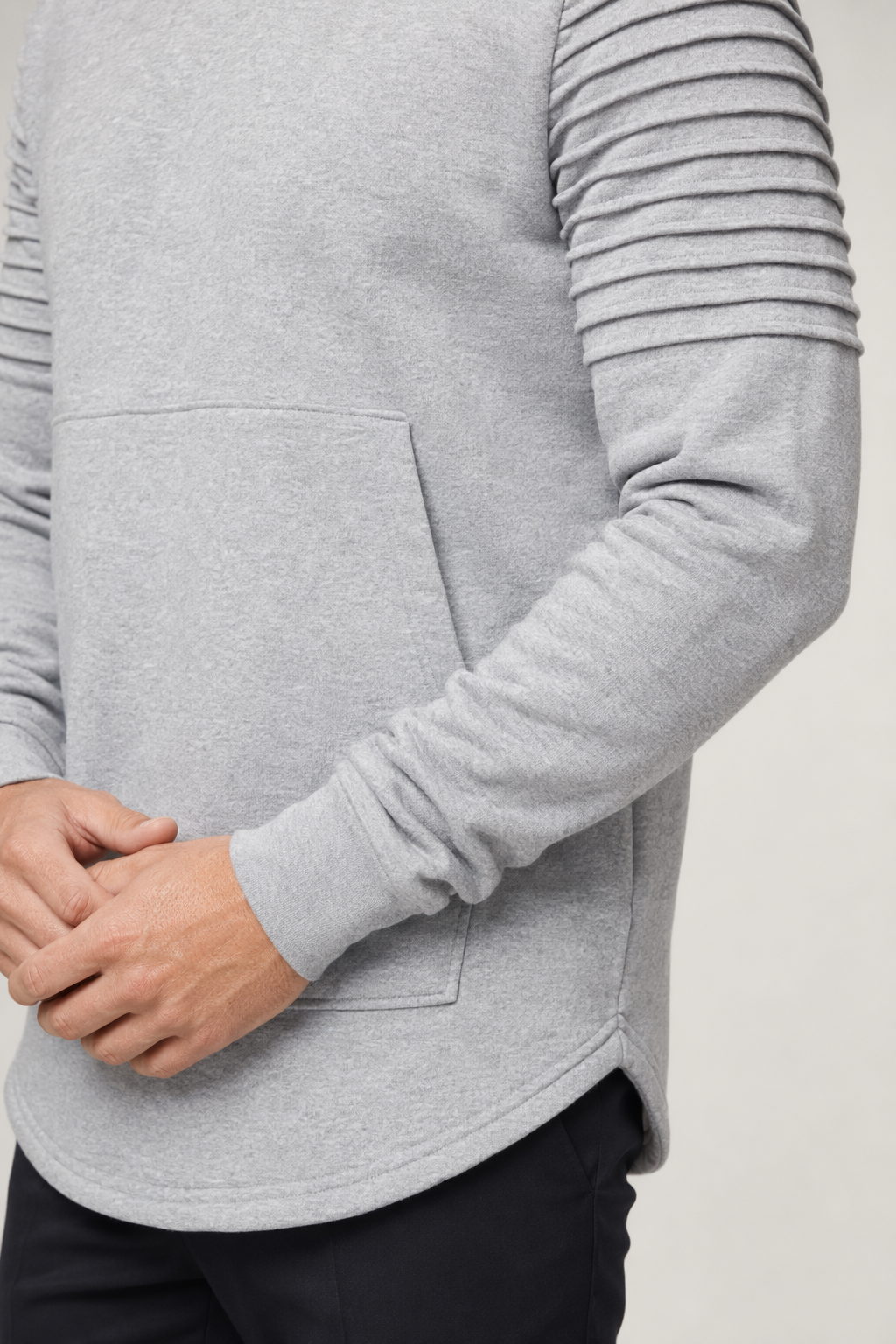 Slim Fit Biker Hoodie for Men in Light Gray Default