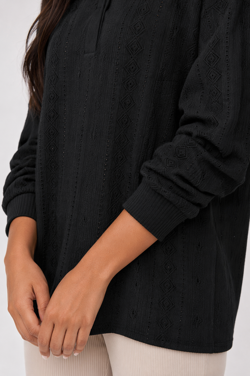 Relaxed Fit Long Sleeve Women's Blouse Black