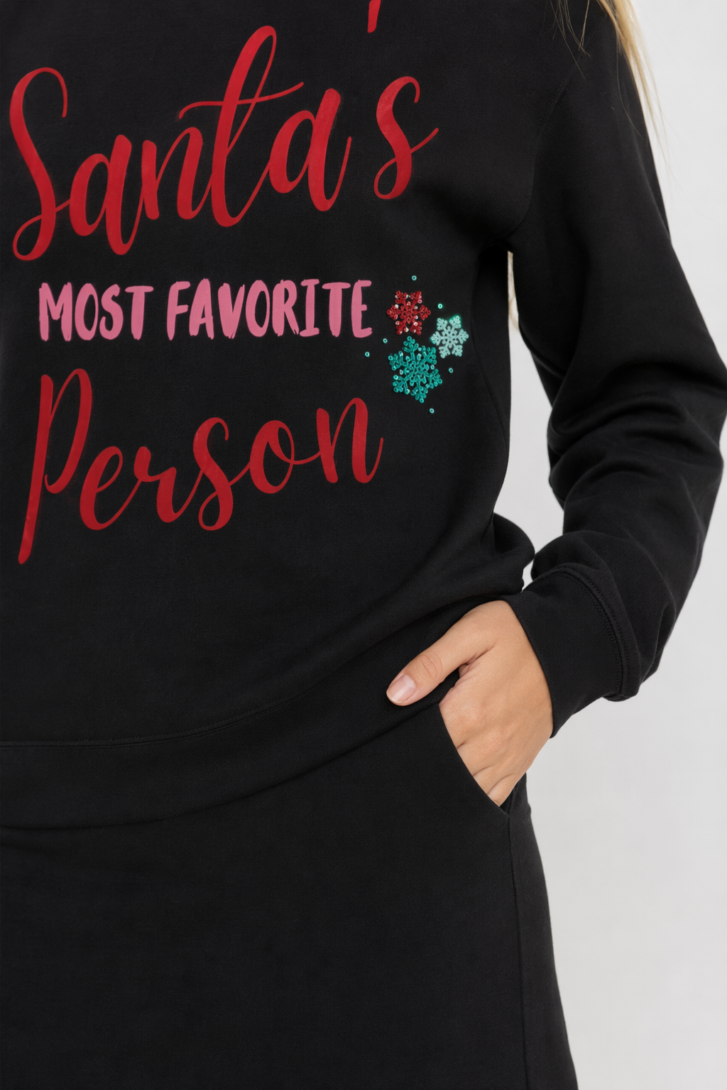Women's Sweatshirt - Santa's Beloved Companion Black