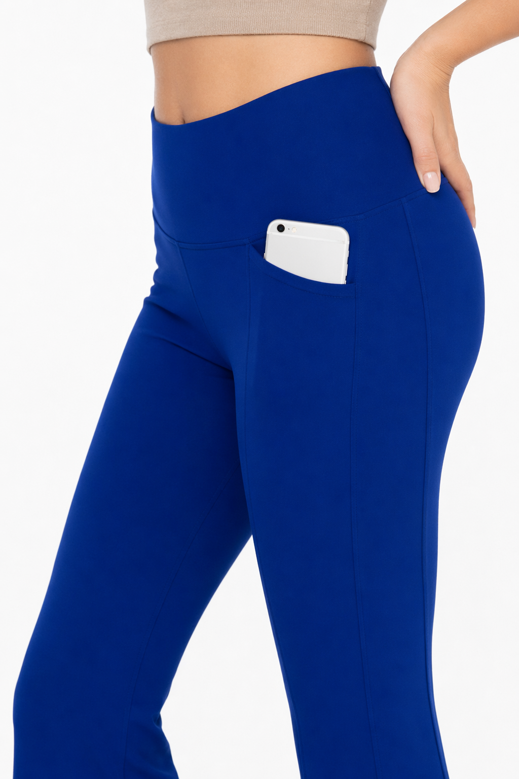 Flattering Straight Flare Yoga Leggings with a High Waist CS-Blue
