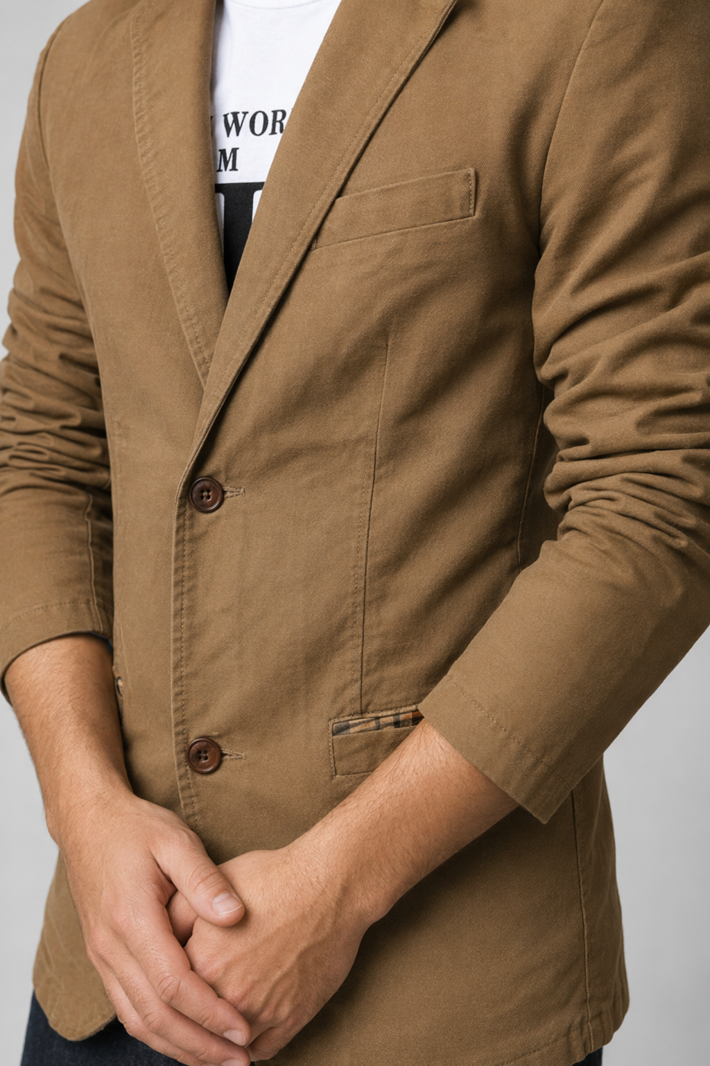 Casual Canvas Jacket for Men Light Brown