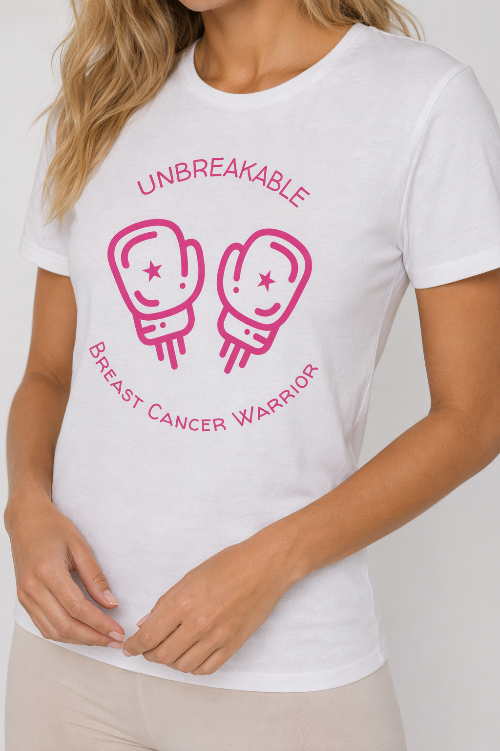 Durable Pink Ribbon Awareness Tee Shirt White