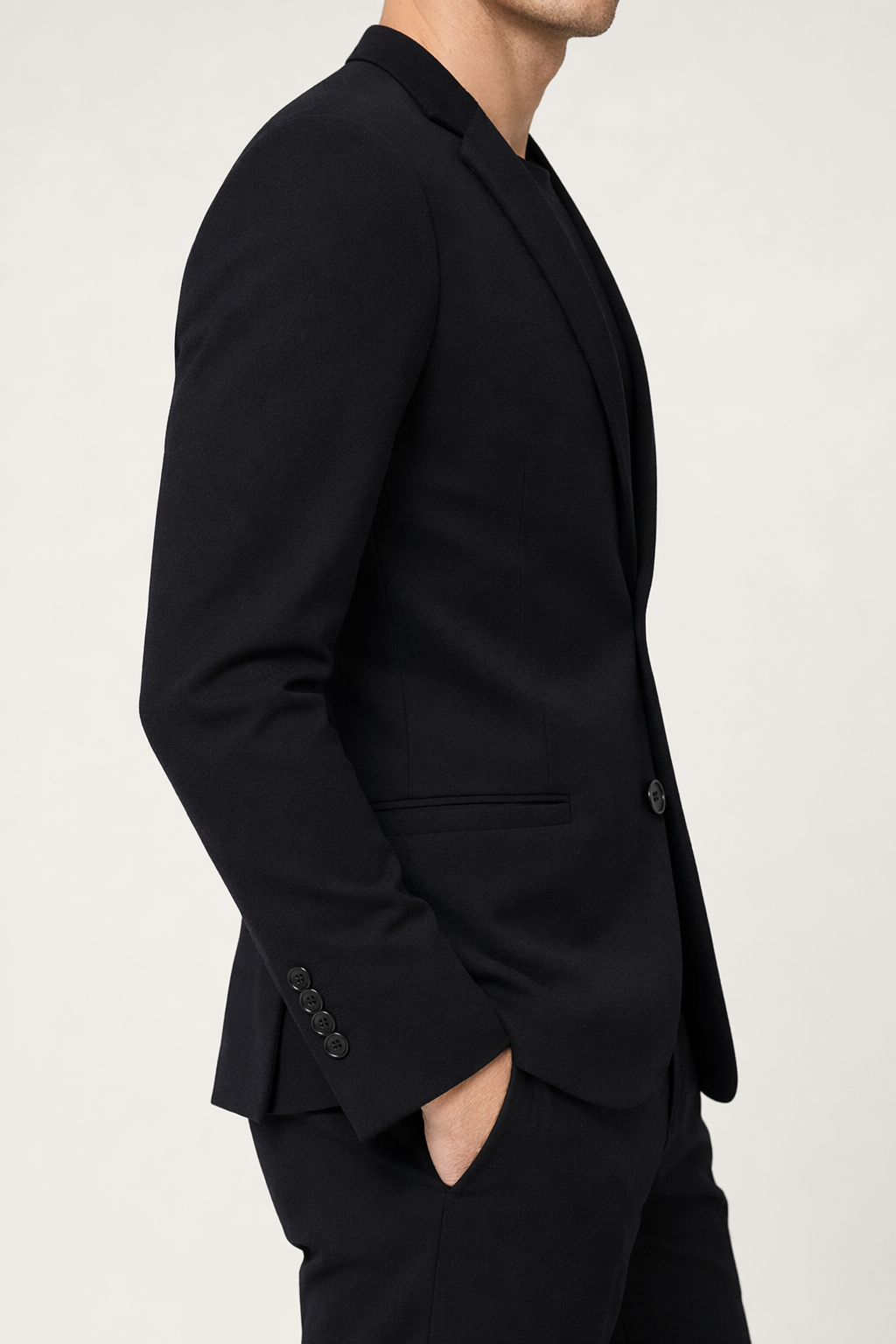 Single-Button Mens Smart Casual Jacket Black