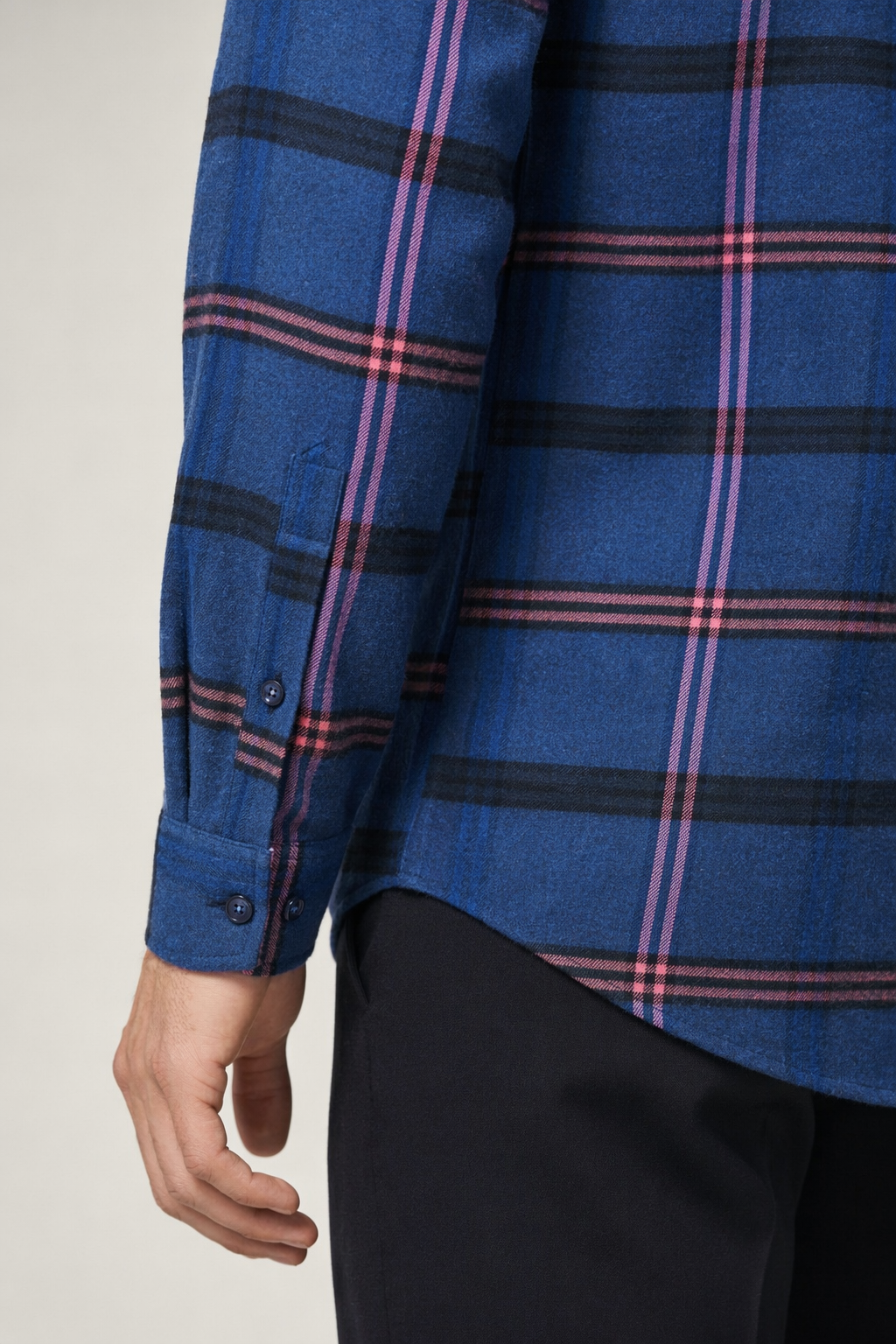 Casual Plaid Shirt with Long Sleeves for Men Blue