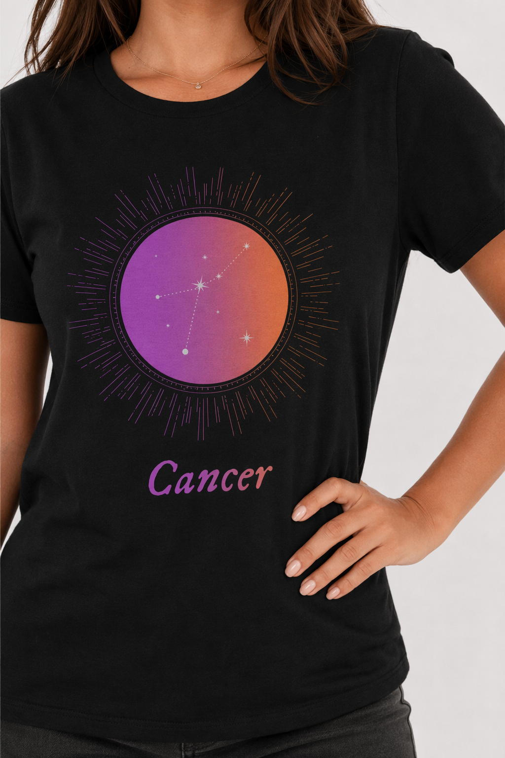 Gradient Zodiac T-Shirt for Women: Embracing the Power of Femininity Black