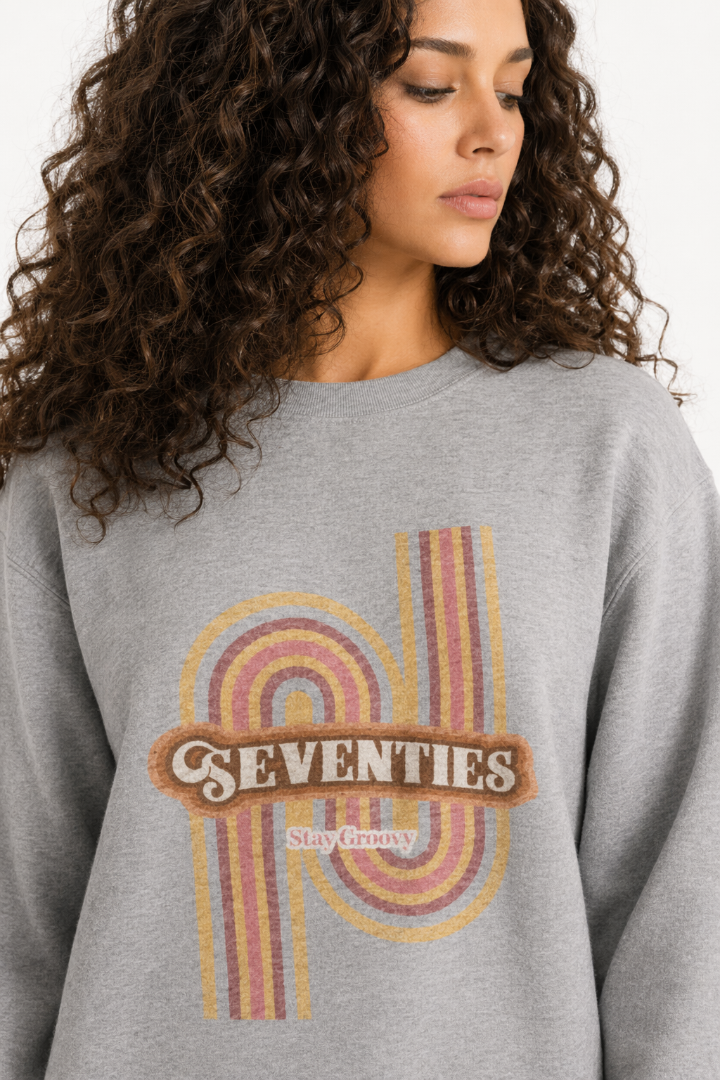 Retro 1970's Women's Crewneck Sweatshirt Sport Grey