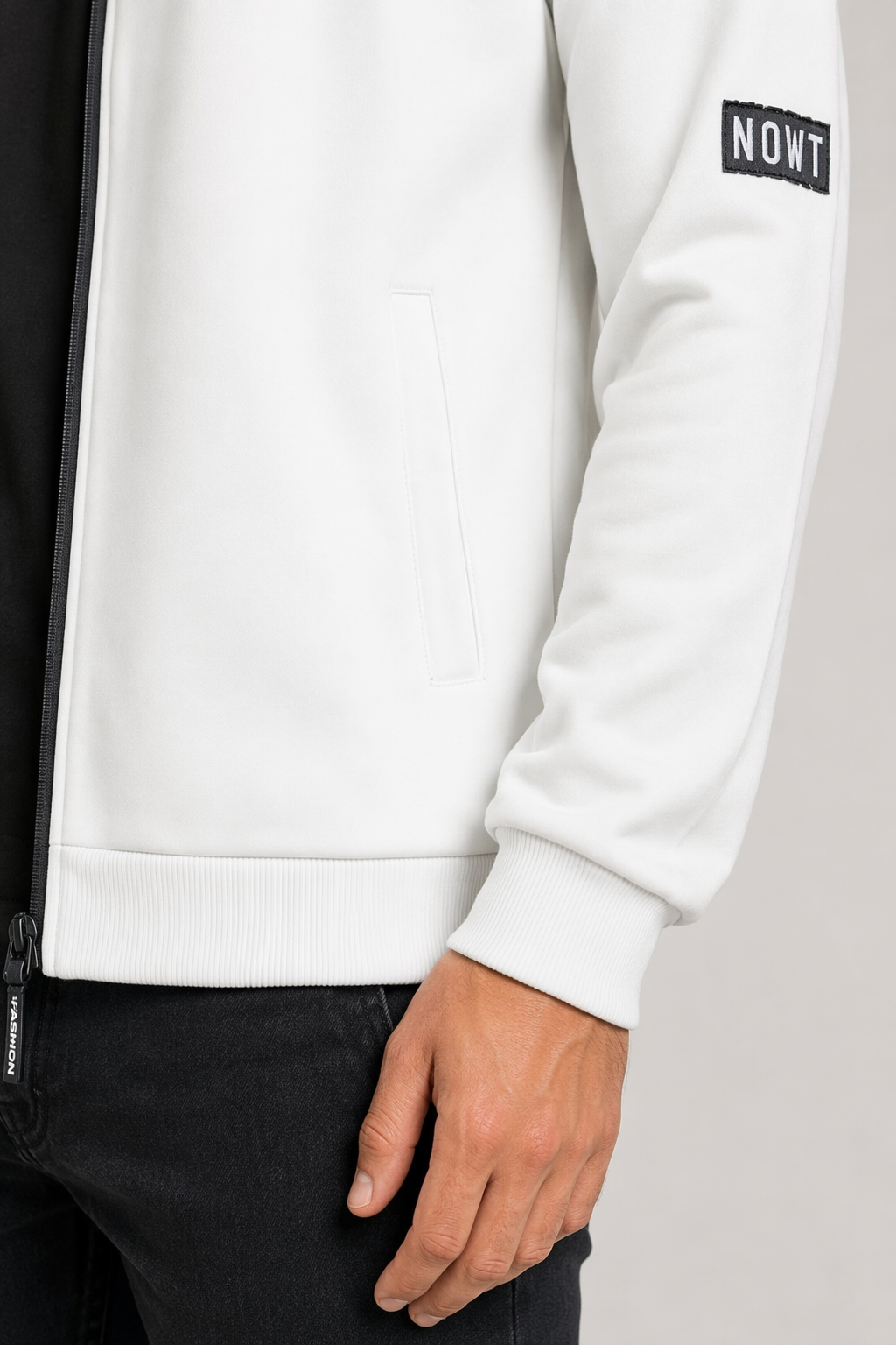 Casual Zip-Up Hoodie for Men White