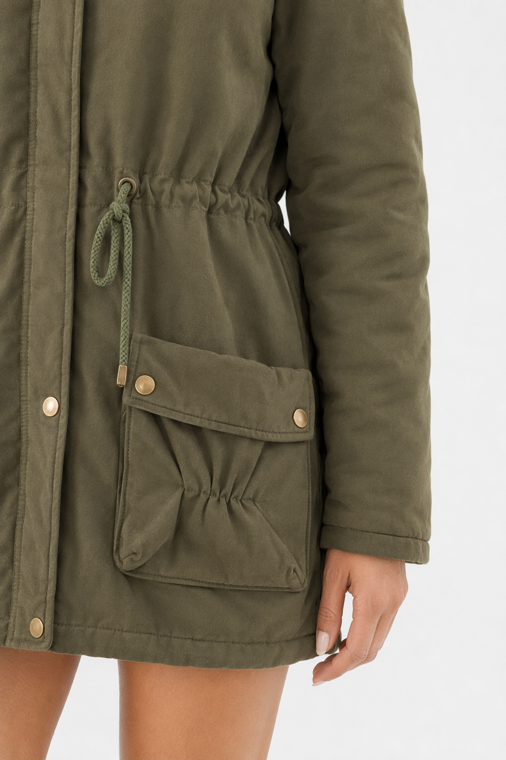 Army Green Hooded Parka Jacket for Women Default