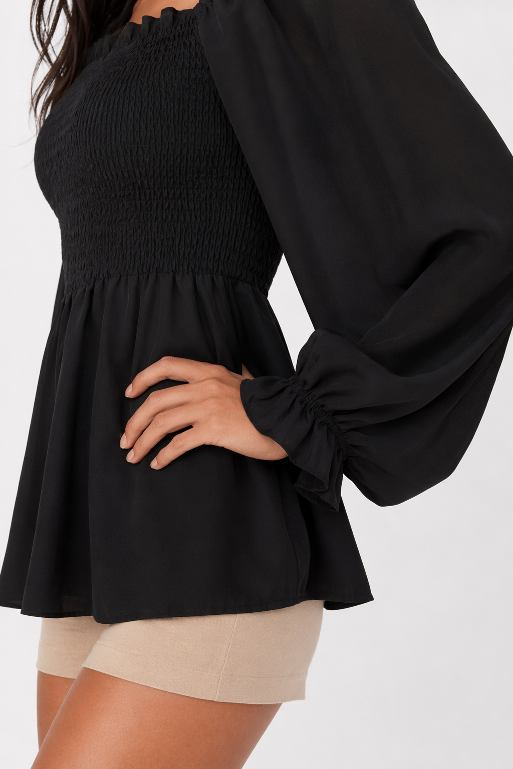 Loose-Fitting Chiffon Blouse for Women Black