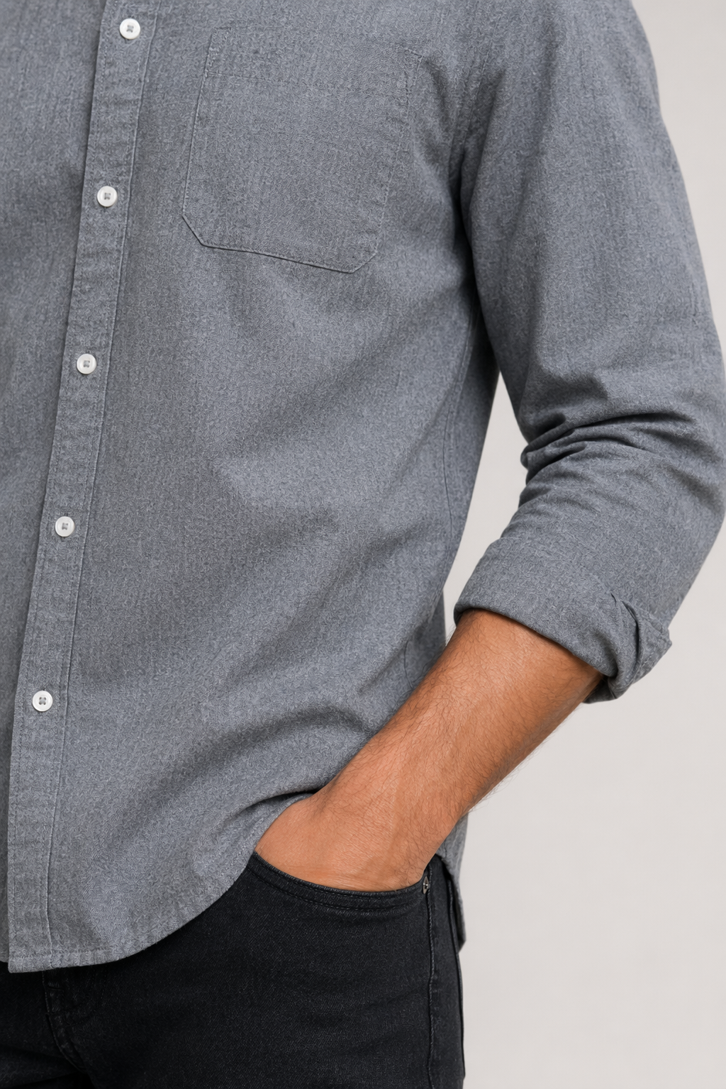 Button-Down Casual Shirt for Men with Long Sleeves, Designed to be Worn Untucked Gray
