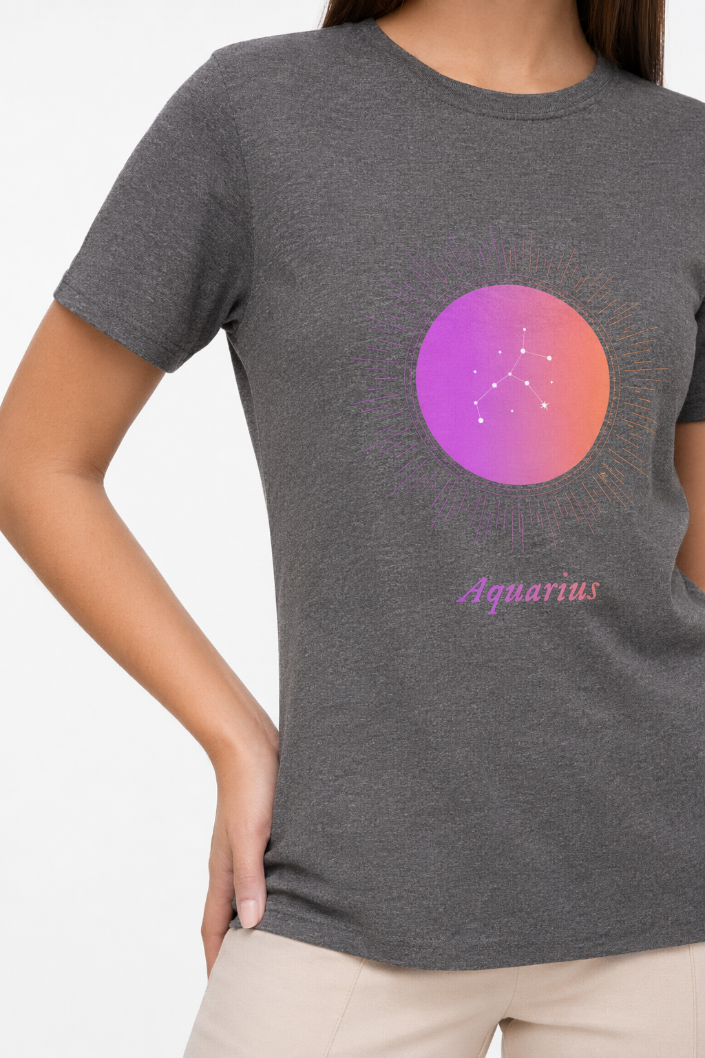 Gradient Zodiac T-Shirt for Women: Aquatic Horoscope-inspired Fashion Deep Heather