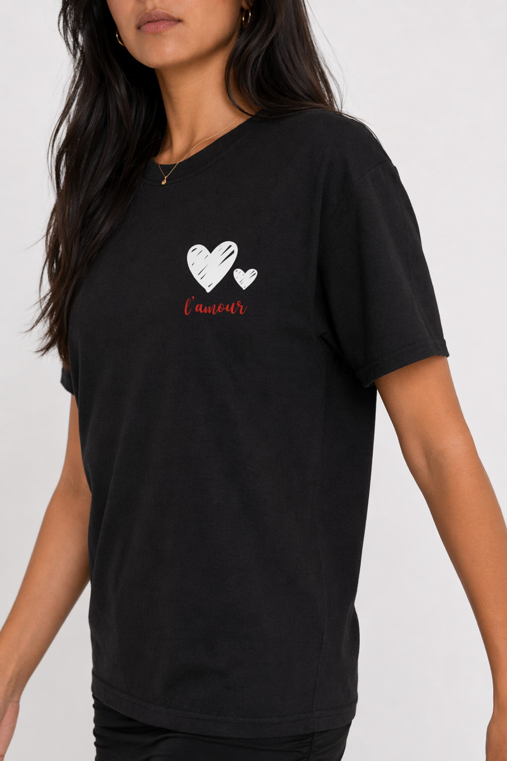 Double Hearts Women's L'amour Ultra Cotton Tee Black