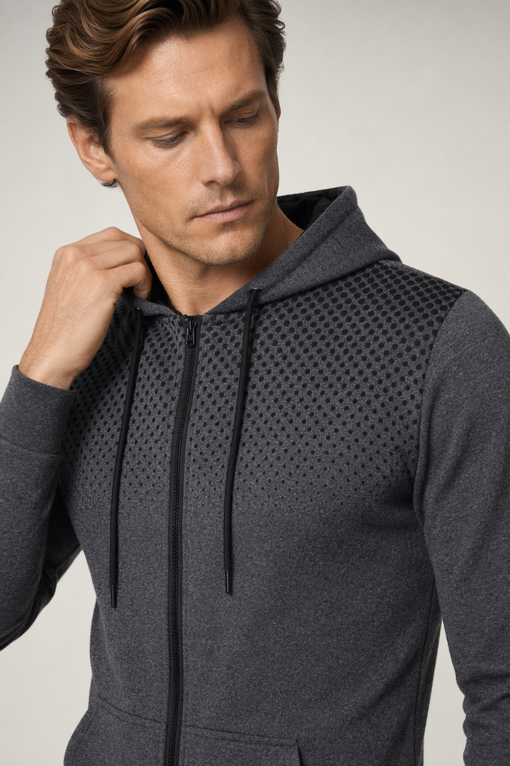 Lightweight Zip-Up Hoodie for Men Gray