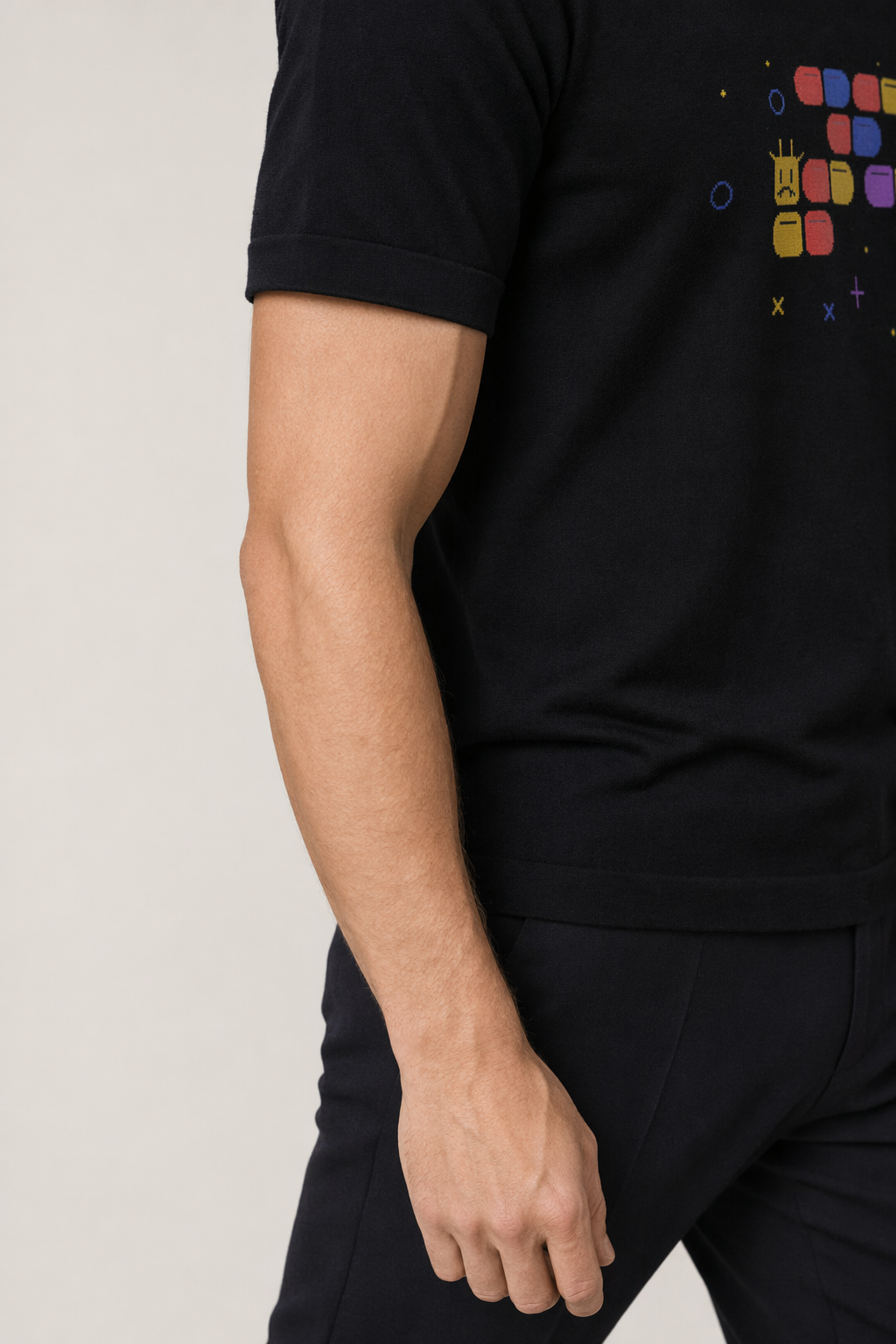 Retro Logo Short Sleeve T-Shirt for Male Gamers Black