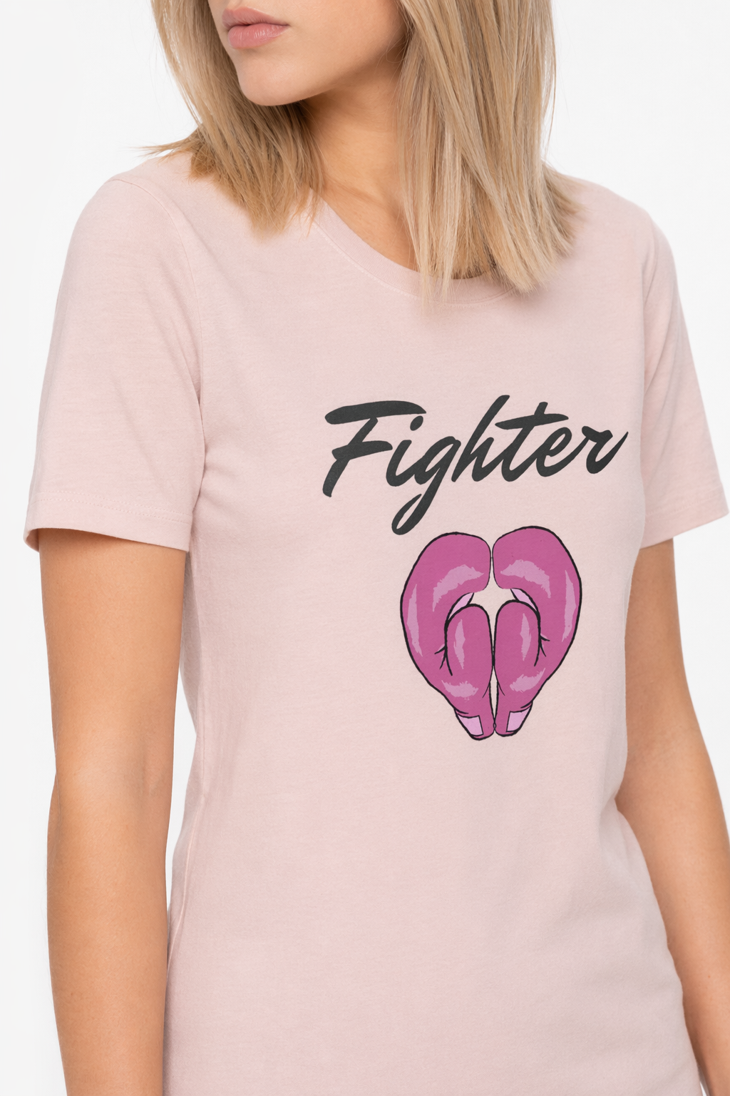 Pink Ribbon Awareness Fighter T-Shirt Soft Pink