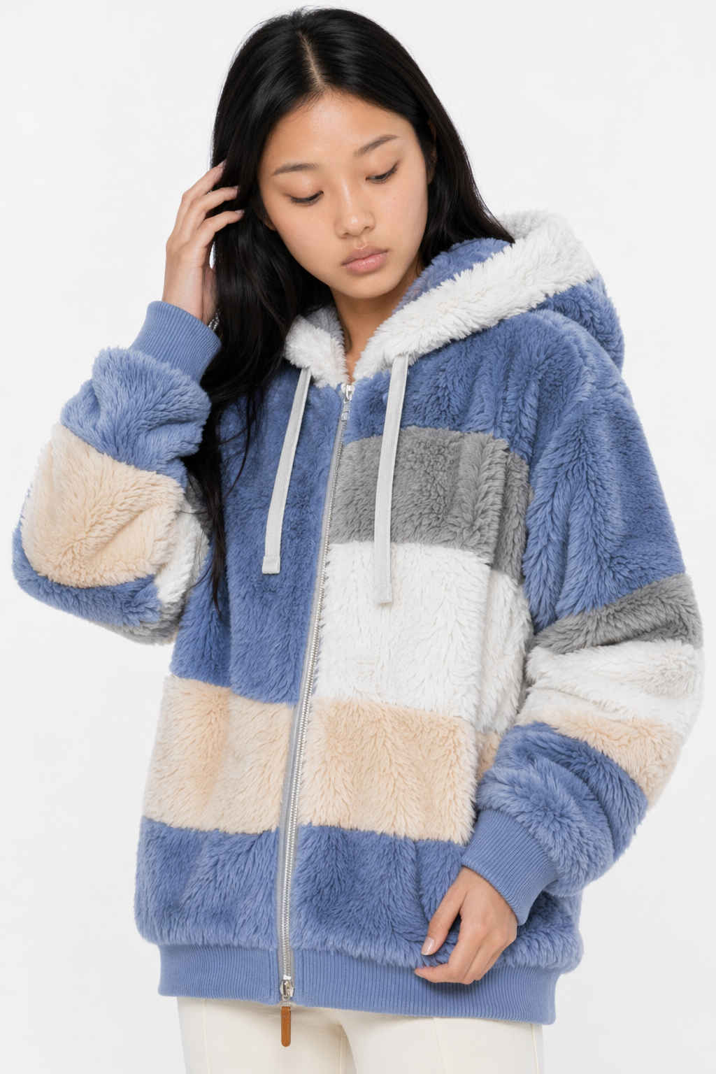 Winter Hooded Fleece Jacket for Women Blue