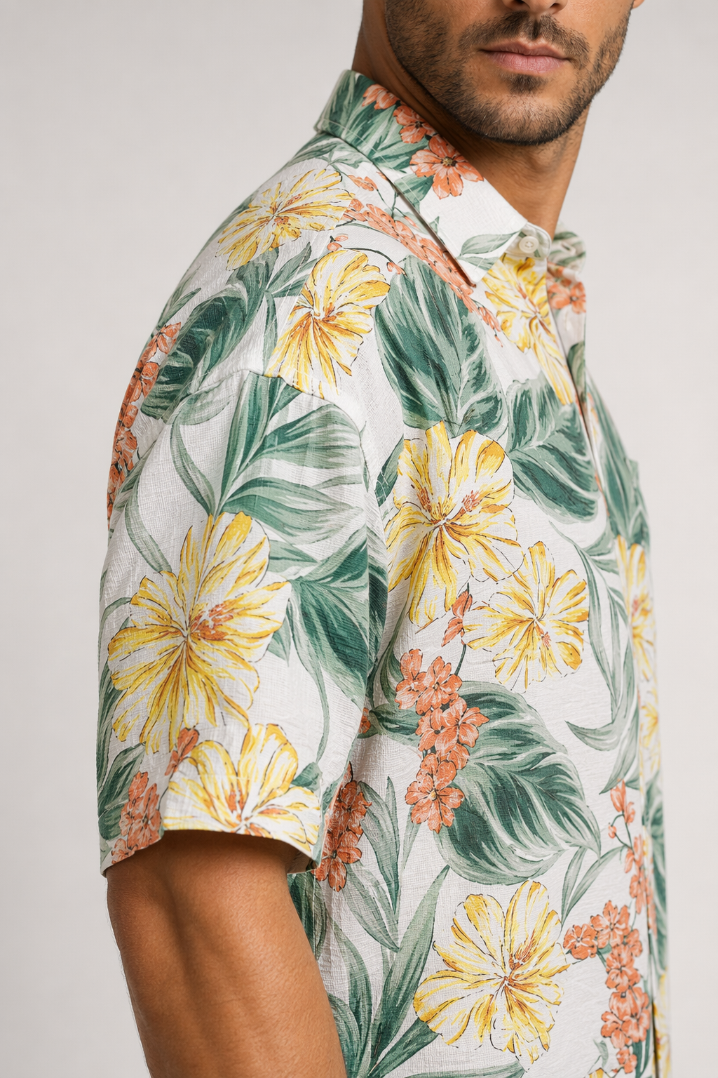 Oversized Hawaiian Print Men's Short Sleeve Shirt for a Tropical Vibe Default