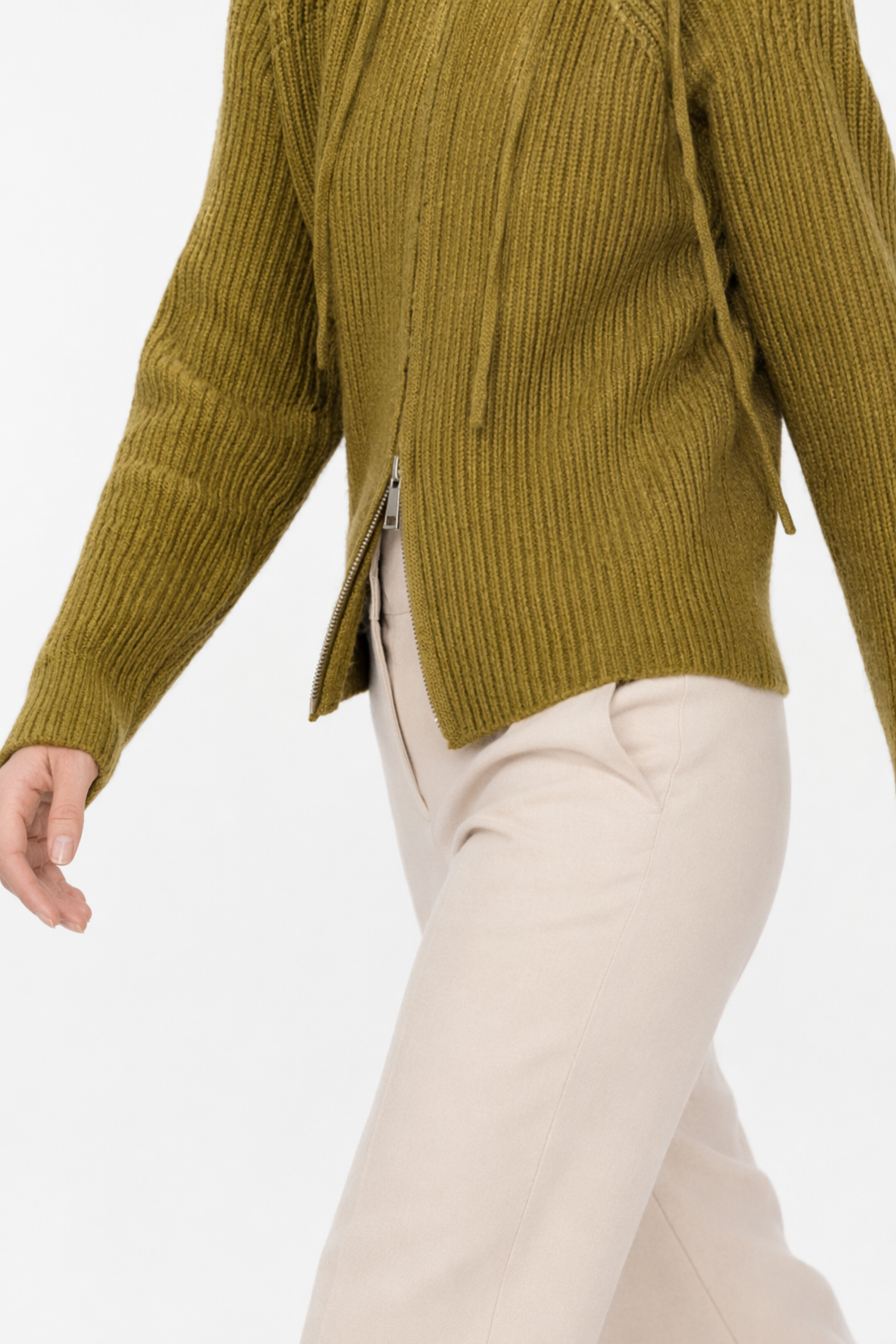 Hooded Zip-Up Cardigan for Women Olive