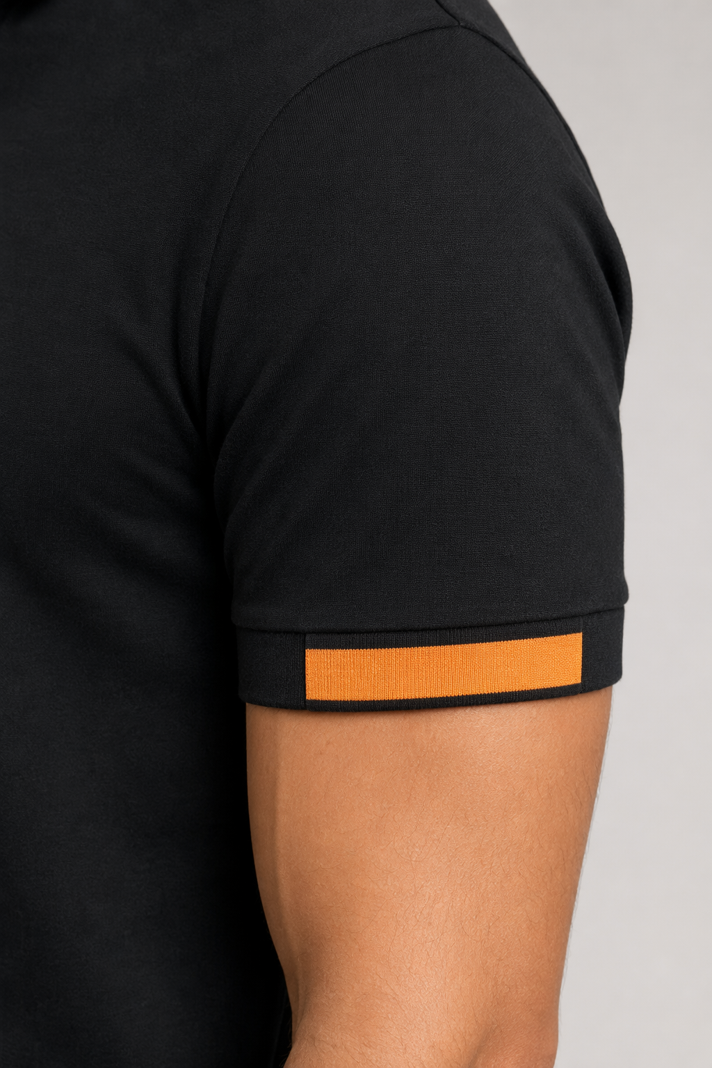 Two-Toned Men's Short Sleeve Polo Shirt Black