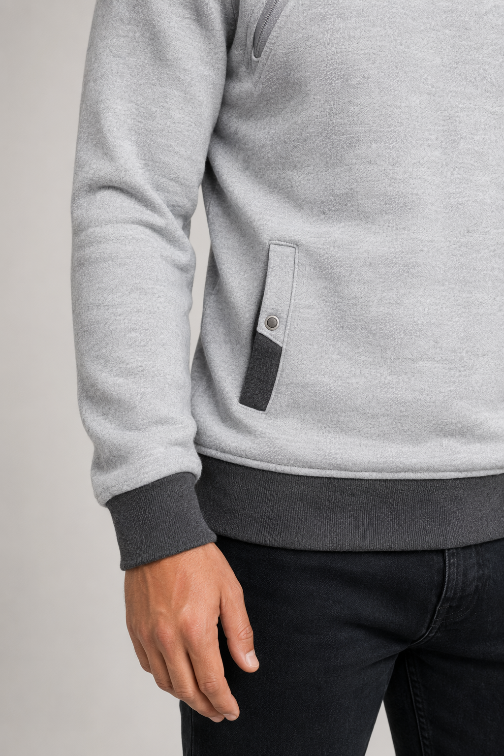 Zippered Hooded Sweatshirt for Men Gray