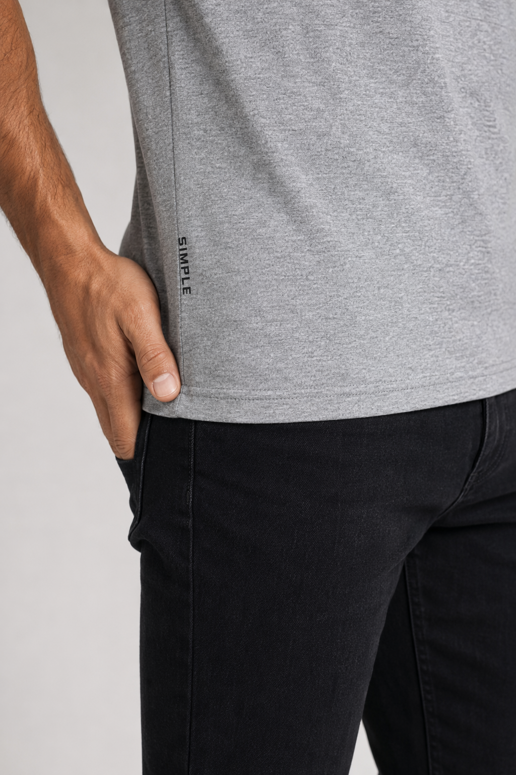 Slim Fit Men's Casual V-Neck Tee Gray