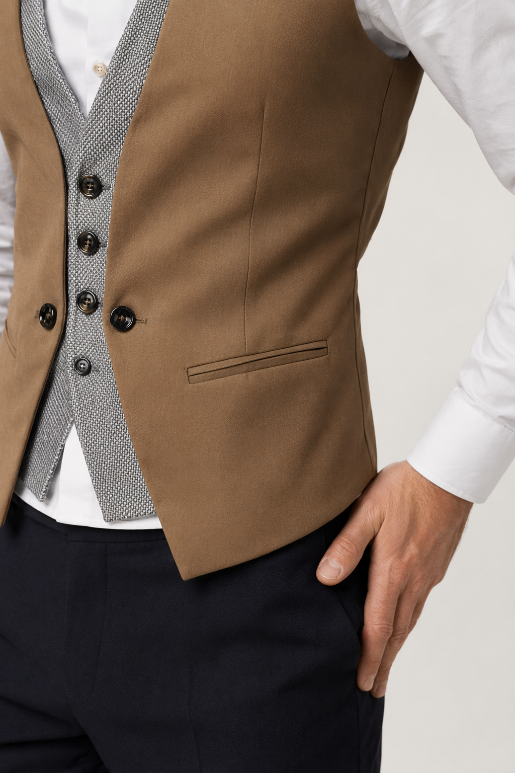 Double Layer Men's Vest Brown