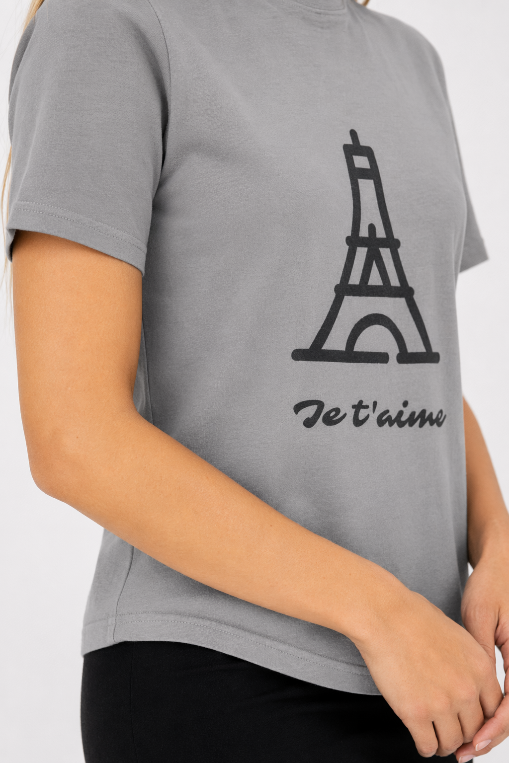 Logo T-Shirt for Women with 'Je T'aime' Message Heather Stone