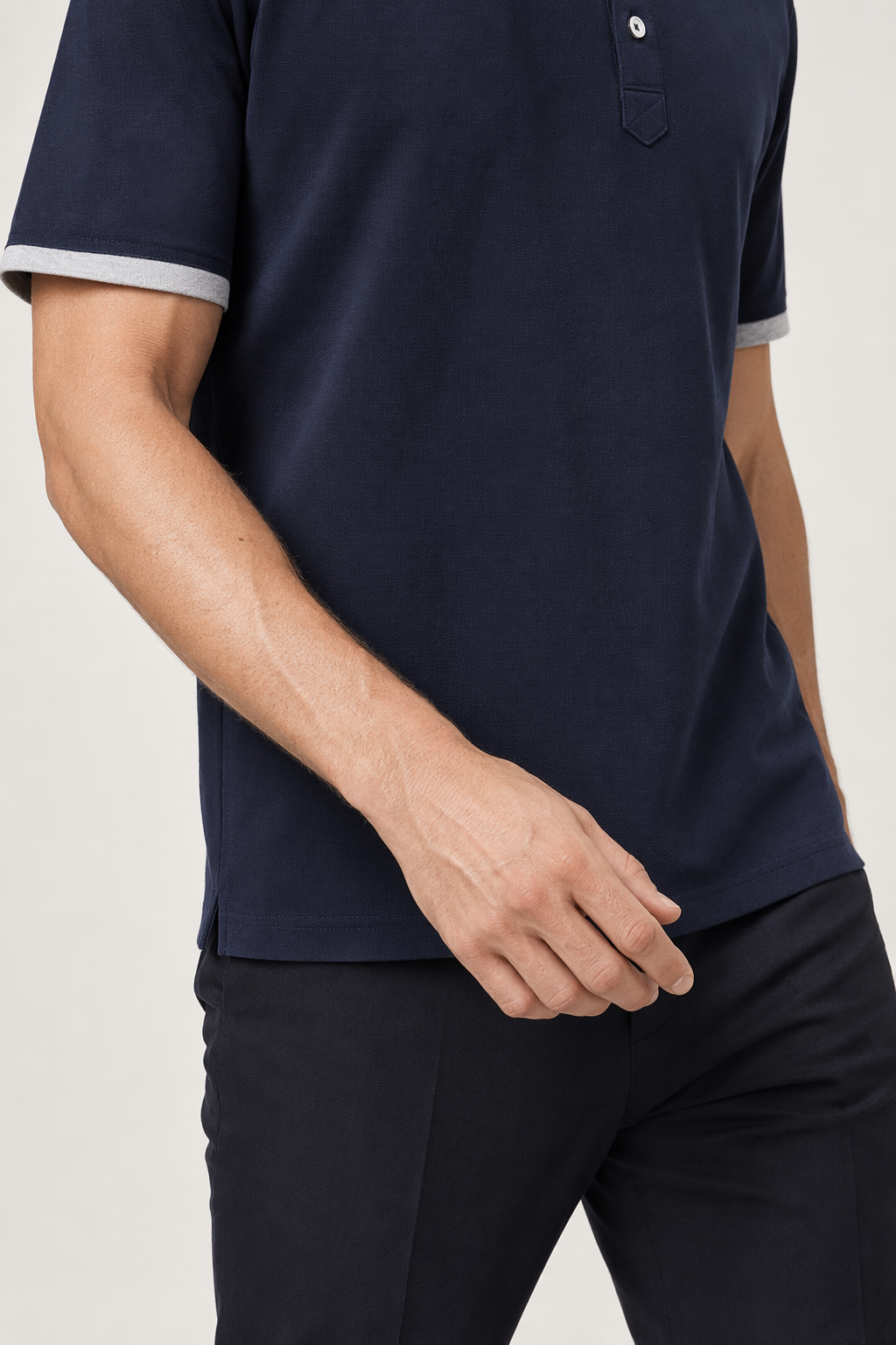 Slim-Fit Short-Sleeve Polo Shirt for Men Navy