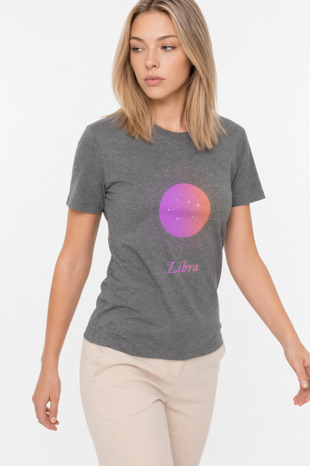 Gradient Libra T-Shirt for Women - Horoscope Zodiac Sign Deep Heather