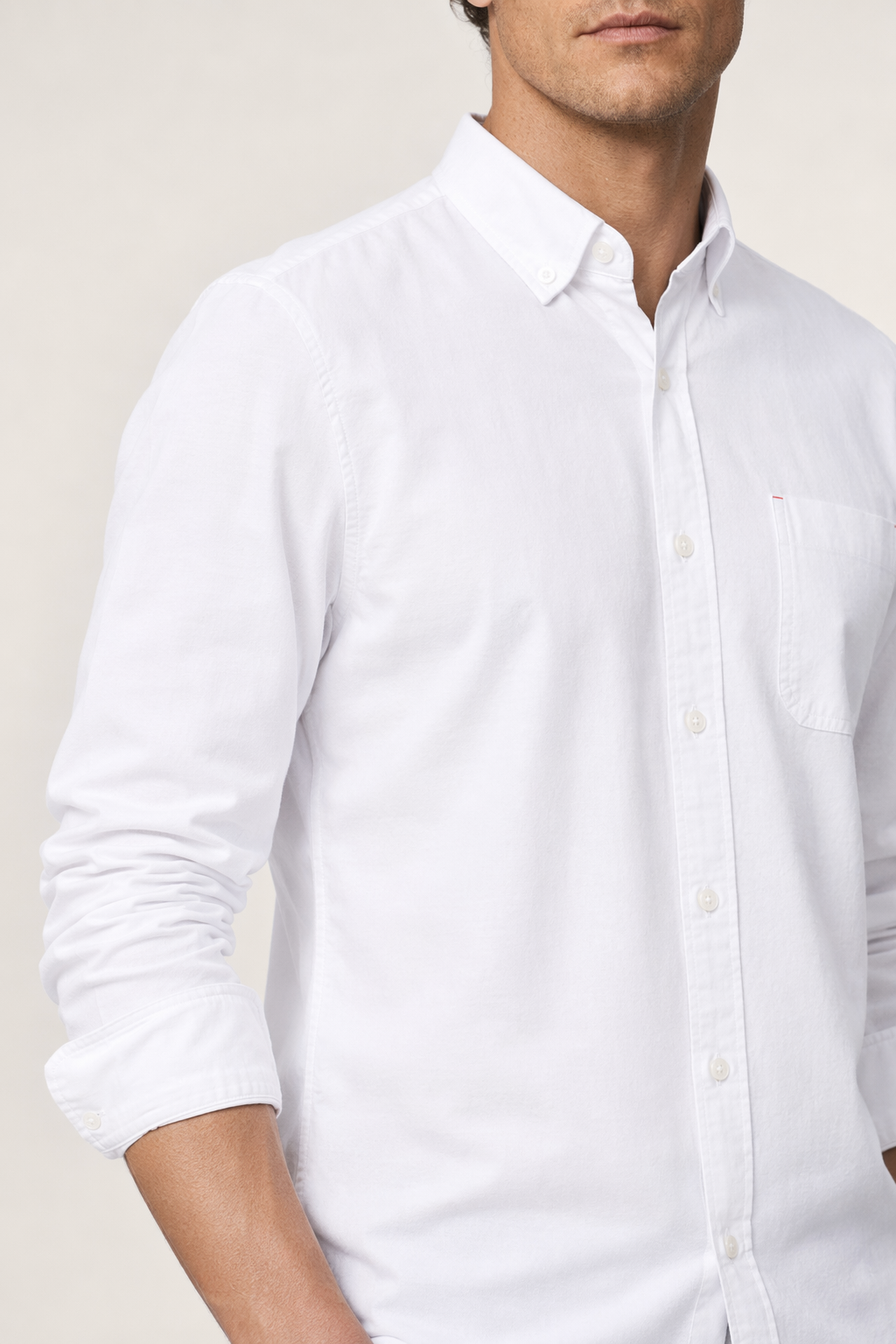 Long Sleeve Men's Button-Up Shirt: Retaining the Essence while Distinguishing from the Original WHITE
