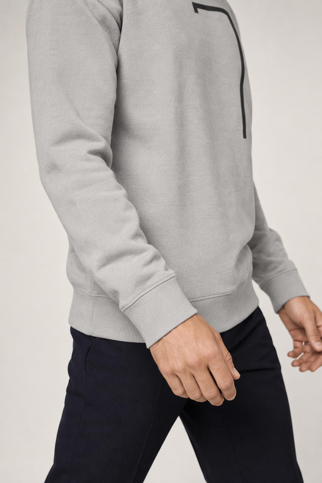 Angled Logo Crewneck Sweatshirt for Men Sport Grey