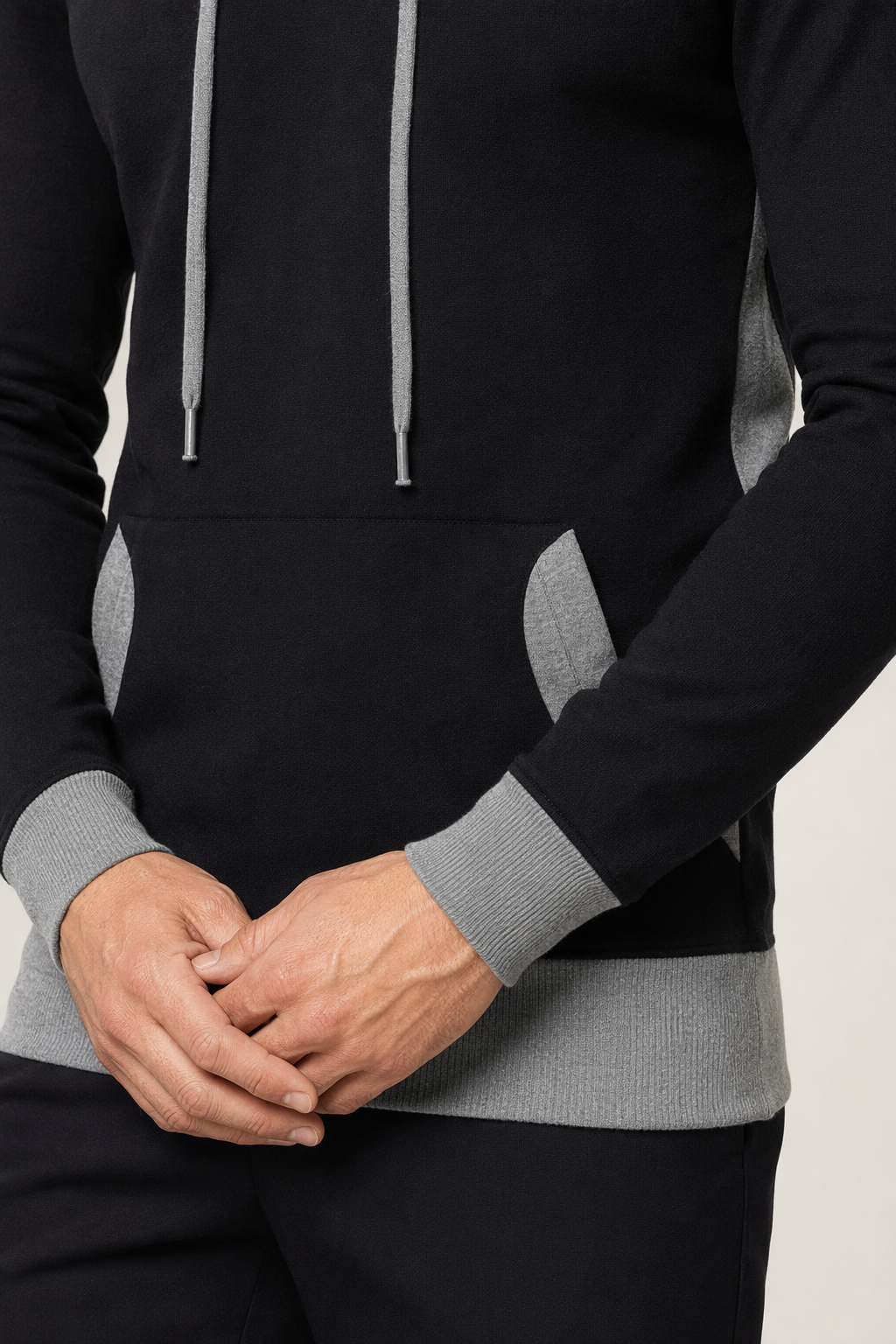 Two-Toned Men's Hoodie featuring Pockets Black
