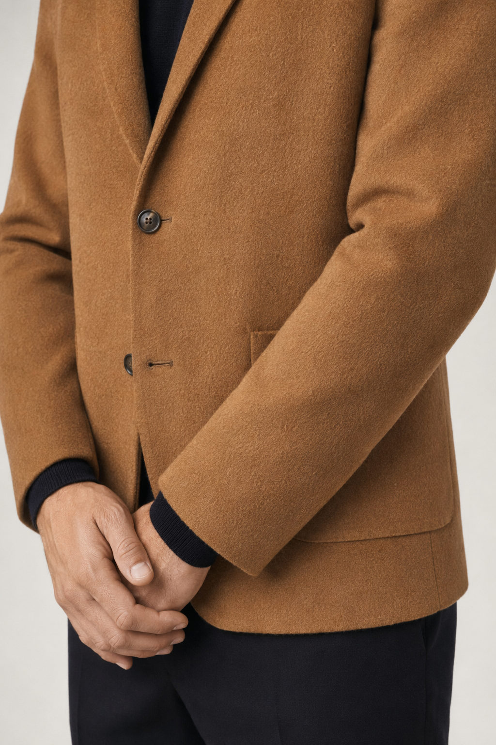 Sophisticated Single Button Wool Blend Sport Coat for Men Camel