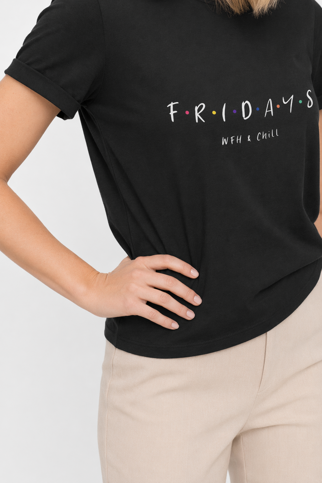 Friday Women's Short Sleeve Jersey Tee for Work from Home and Relaxation Black