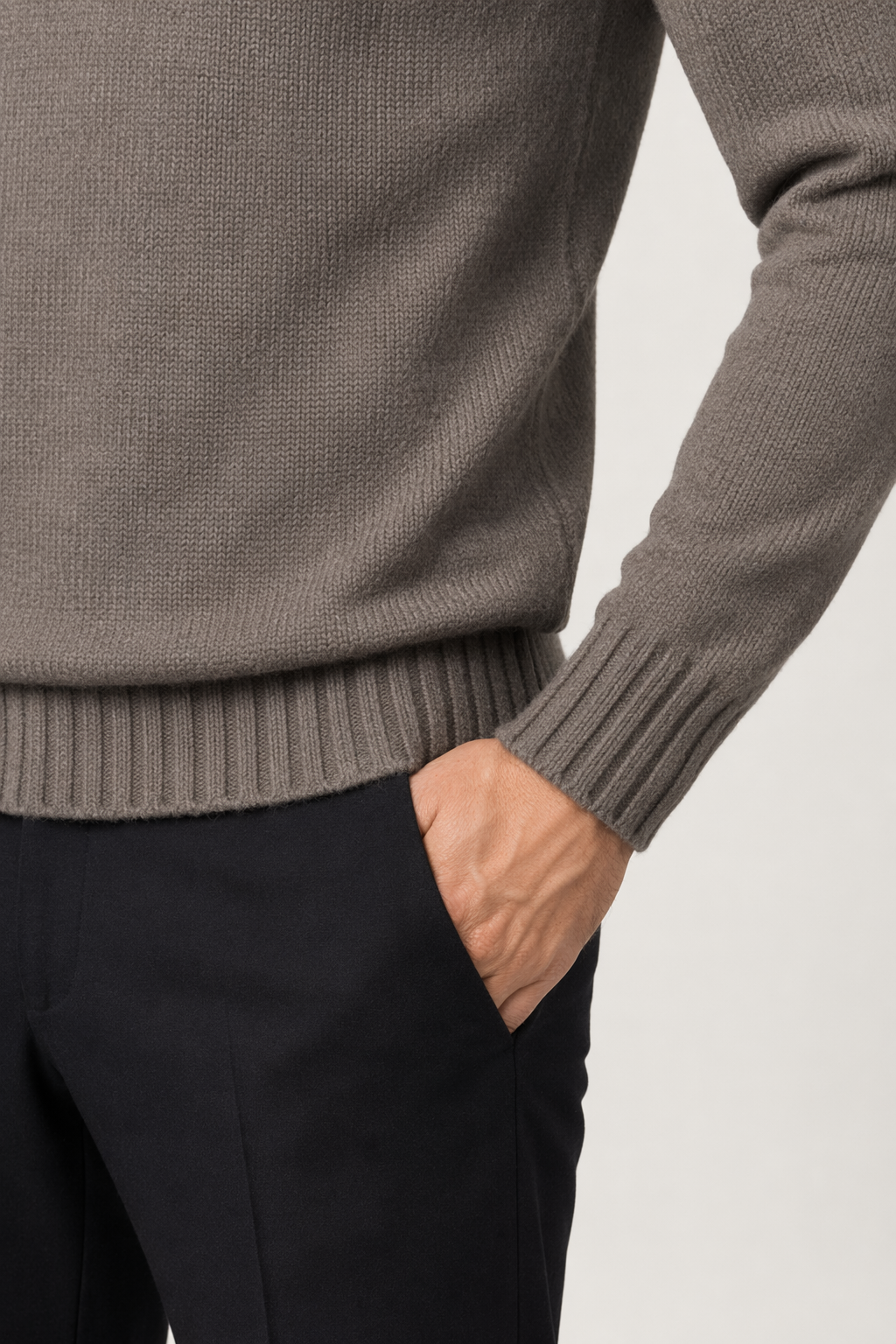 Ribbed Turtleneck Sweater for Men Brown