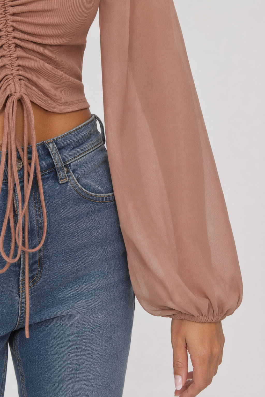 Bell Sleeve Summer Blouse for Women Brown