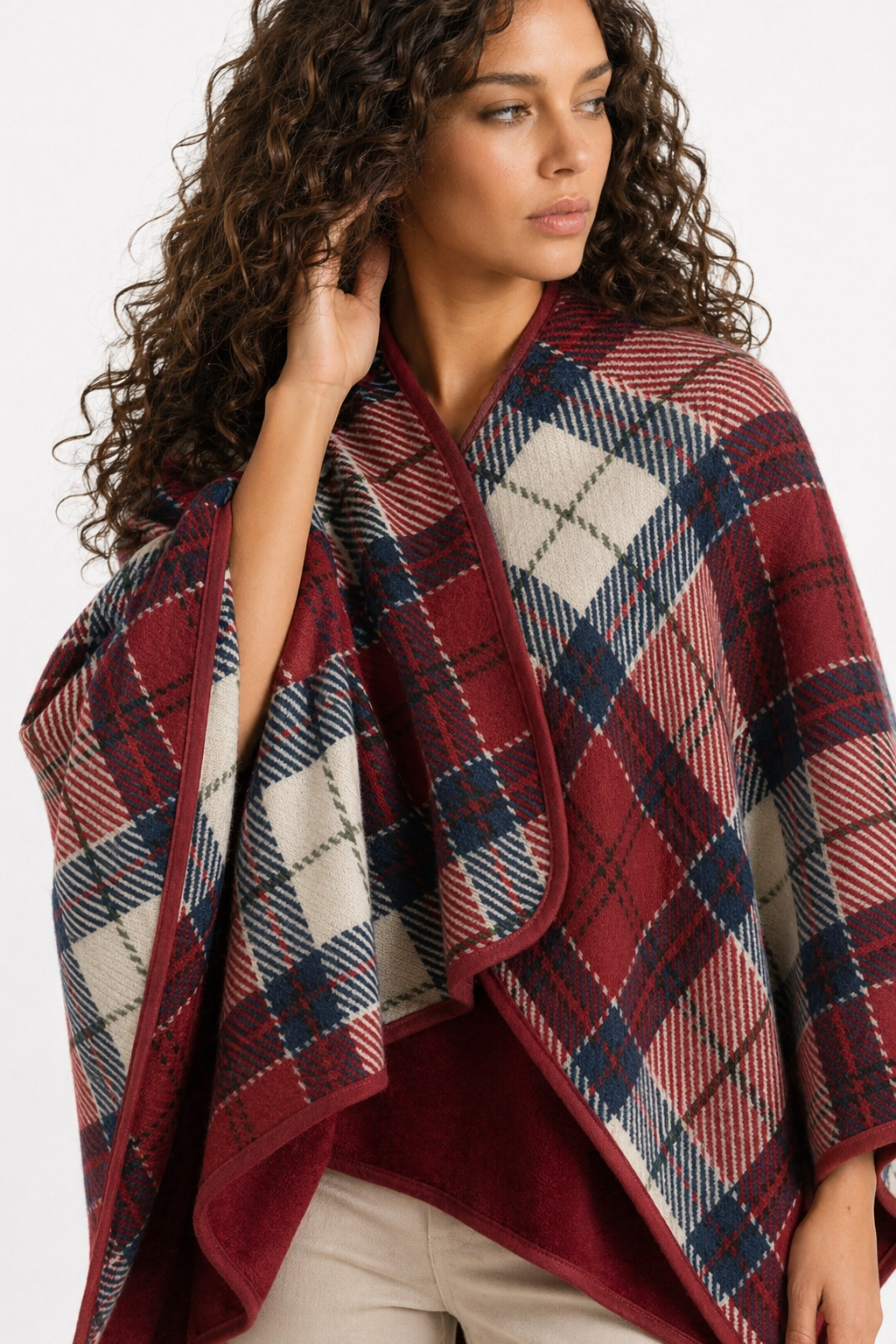 Double Layered Checkered Blanket with Versatile Functions Red