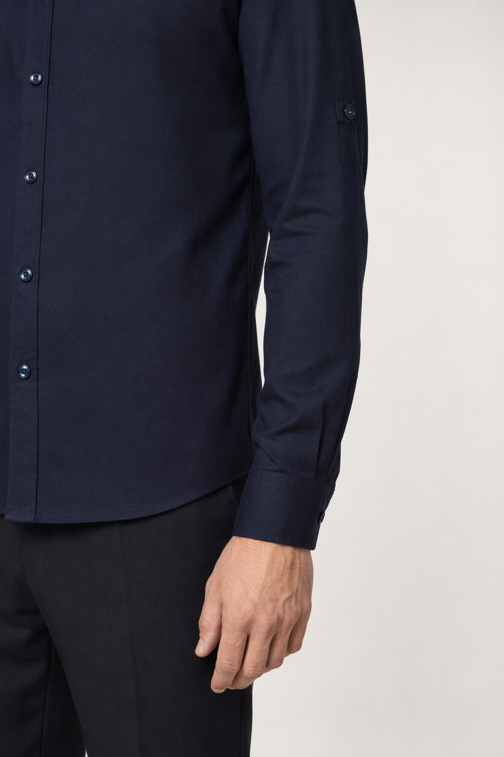 Dual Collar Men's Button-up Shirt Navy