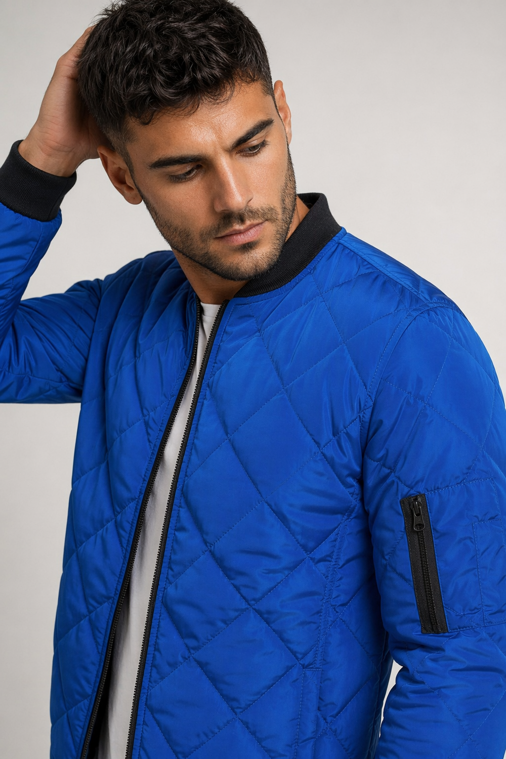 Quilted Jacket for Men Blue