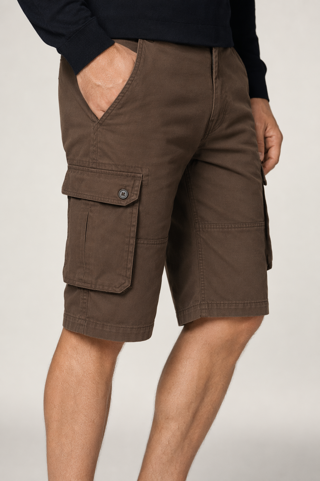 Casual Shorts with Multiple Pockets for Men Brown