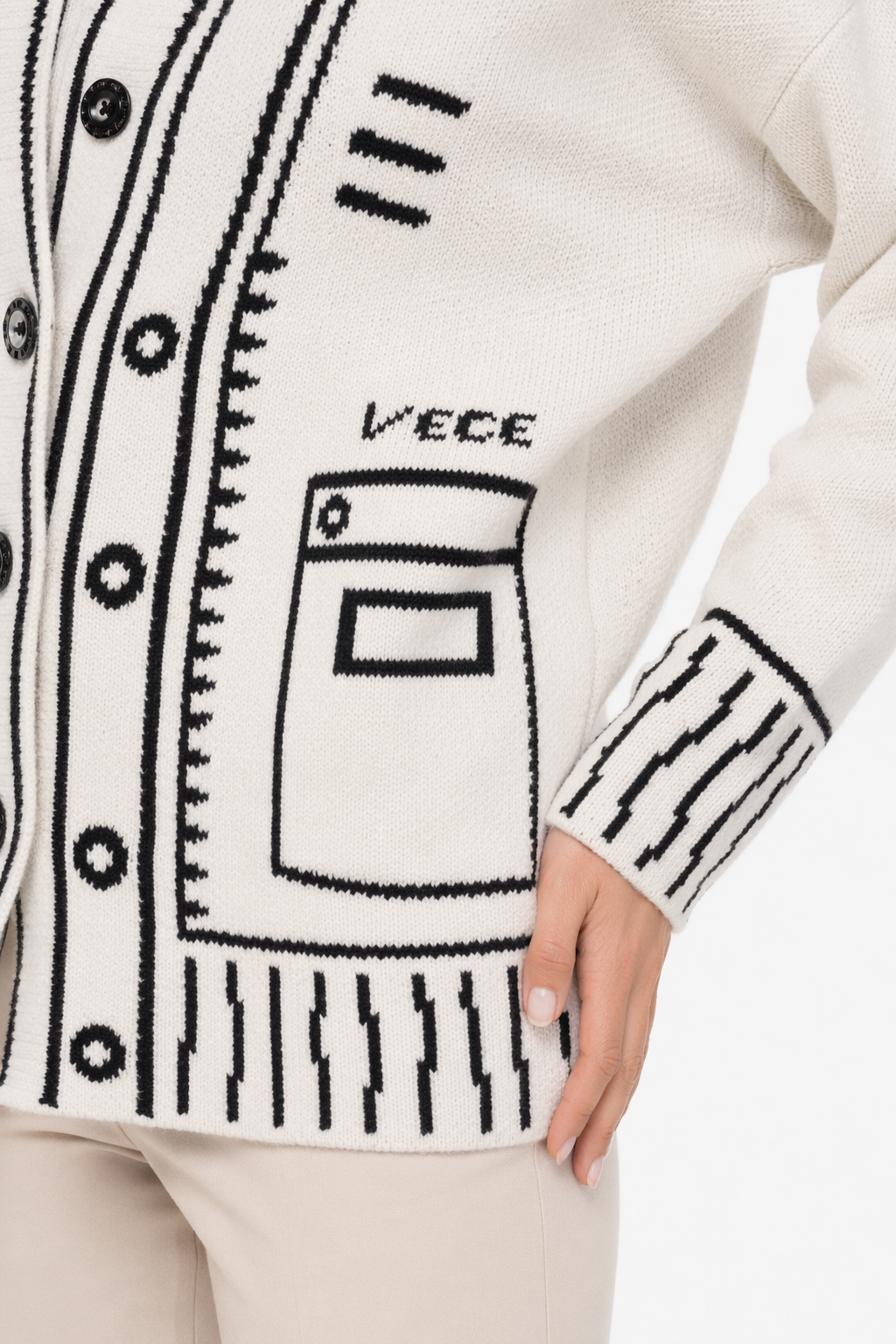 Batwing Cardigan for Women with Exquisite Print White